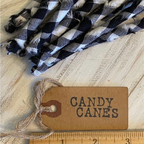 12 Primitive 6" Handmade black Buffalo plaid Candy Canes Christmas Orname… - Picture 5 of 6